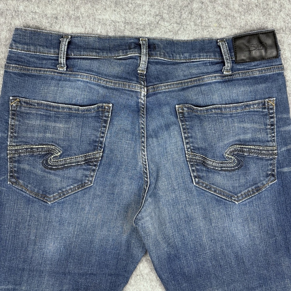 Silver Zac Jeans Mens 38x32 (Fits 38x30) Blue Stretch Denim Dark Wash Low Rise - Picture 14 of 14